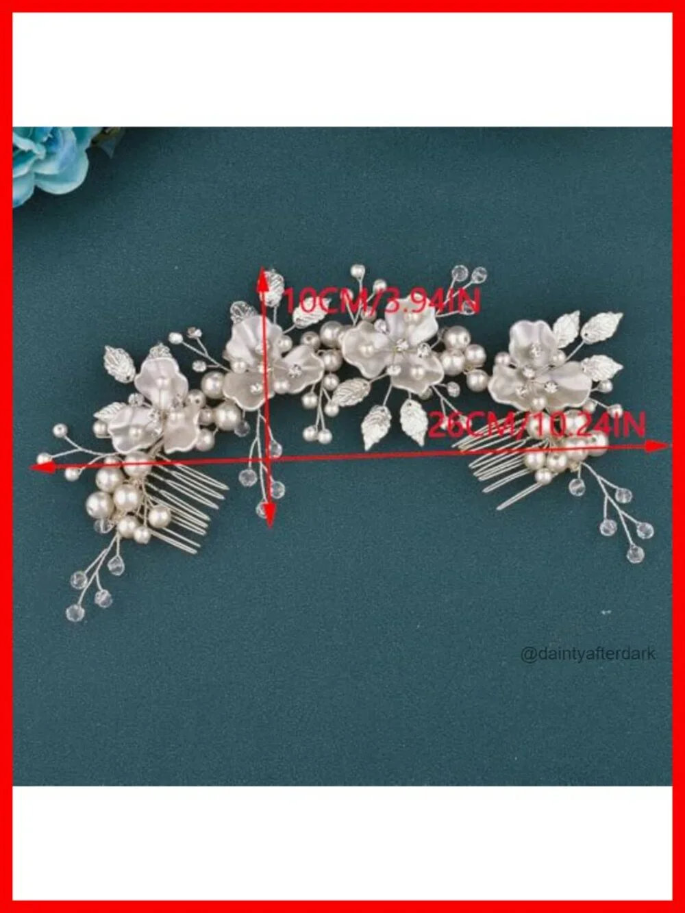 Crystal Pearl Wedding Bridal Hair Headband with Combs Adjustable